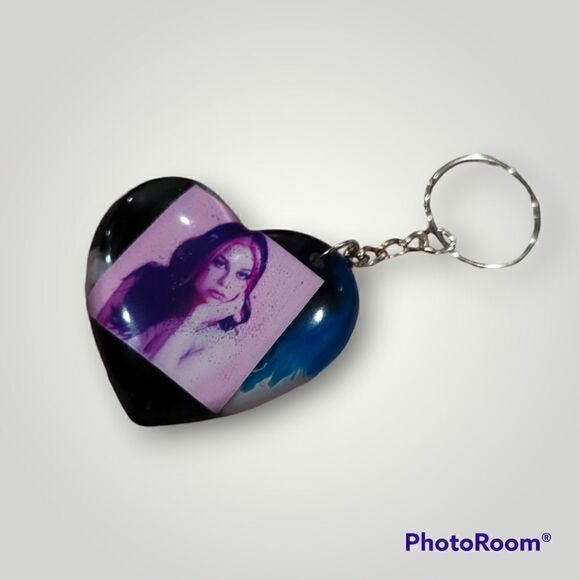 Ellise Blue Ink Heart Keychain (Z169) - Picture 4 of 10